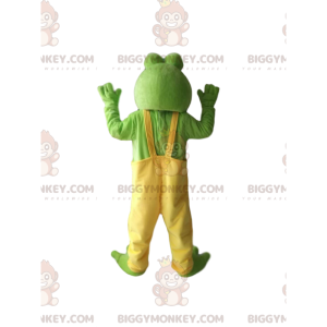BIGGYMONKEY™ maskotkostume Sjov grøn frø med gule overalls -