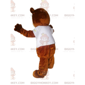 Brunbjørnunge BIGGYMONKEY™ maskotkostyme med for kort t-skjorte og bandasje - Bjørn maskot - BiggyMonkey.com