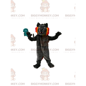 Costume de mascotte BIGGYMONKEY™ de loup noir avec de jolis