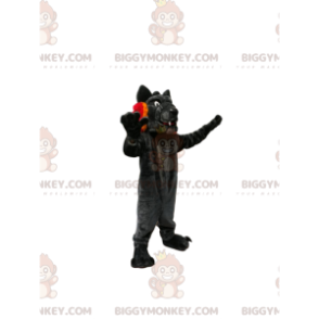 Costume da mascotte BIGGYMONKEY™ lupo nero con graziose zanne e