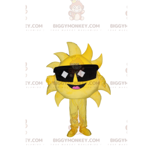 Kostým maskota BIGGYMONKEY™ velmi šťastné slunce se slunečními
