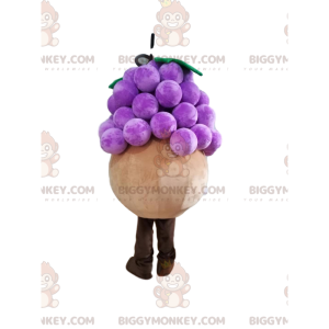 BIGGYMONKEY™ Little Round Man With Bunch Of Grapes Mascot