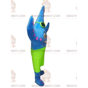 Kostým maskota Blue Starfish BIGGYMONKEY™ s neonově zelenými