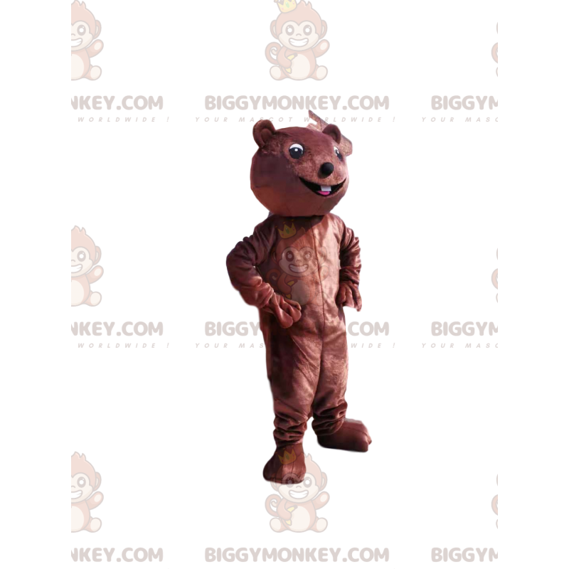 Traje de mascote BIGGYMONKEY™ muito fofo filhote de urso marrom Traje de mascote BIGGYMONKEY™ muito fofo filhote de urso marrom