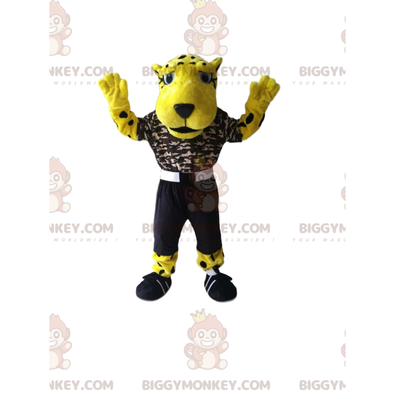 Splendido costume da mascotte Leopard BIGGYMONKEY™ con jersey Splendido costume da mascotte Leopard BIGGYMONKEY™ con jersey
