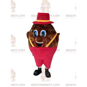 BIGGYMONKEY™ Mascot Costume Brown Plump Man With Fushia