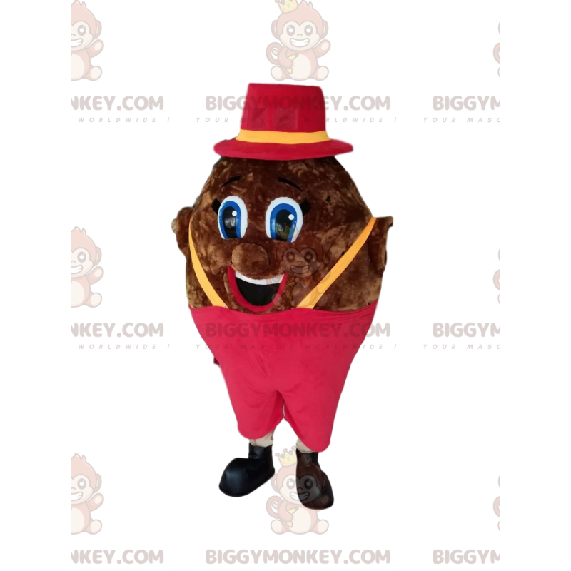 Costume de mascotte BIGGYMONKEY™ de bonhomme marron dodu avec Costume de mascotte BIGGYMONKEY™ de bonhomme marron dodu avec