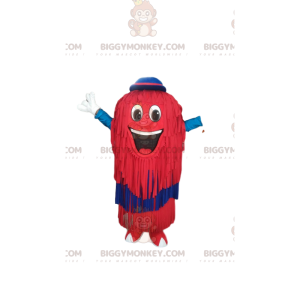 Traje de mascote BIGGYMONKEY™ Red Man com franjas e chapéu azul