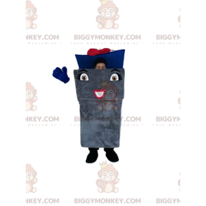 Recyclingbak BIGGYMONKEY™ mascottekostuum met blauwe vlinderdas