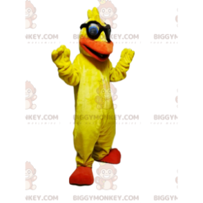 Costume de mascotte BIGGYMONKEY™ de canard jaune très amusant avec des lunettes de soleil - BiggyMonkey.com
