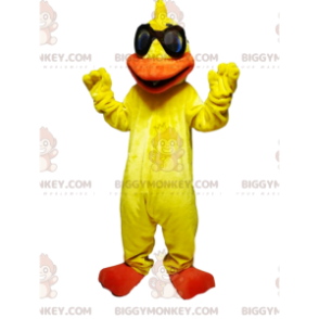 Costume de mascotte BIGGYMONKEY™ de canard jaune très amusant avec des lunettes de soleil - BiggyMonkey.com