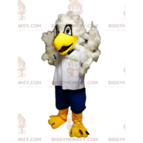 Traje de mascote Golden Eagle BIGGYMONKEY™ com camisa branca e