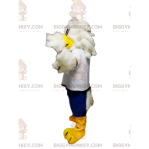 Traje de mascote Golden Eagle BIGGYMONKEY™ com camisa branca e