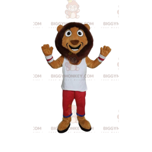 BIGGYMONKEY™ Funny Lion Mascot Costume With White And Red