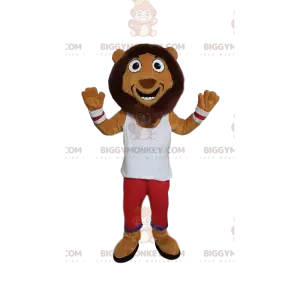 BIGGYMONKEY™ Funny Lion Mascot Costume With White And Red