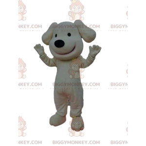 BIGGYMONKEY™ Mascottekostuum Glimlachende witte hond met
