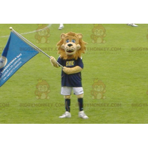 Bruine leeuw BIGGYMONKEY™ mascottekostuum in sportkleding -