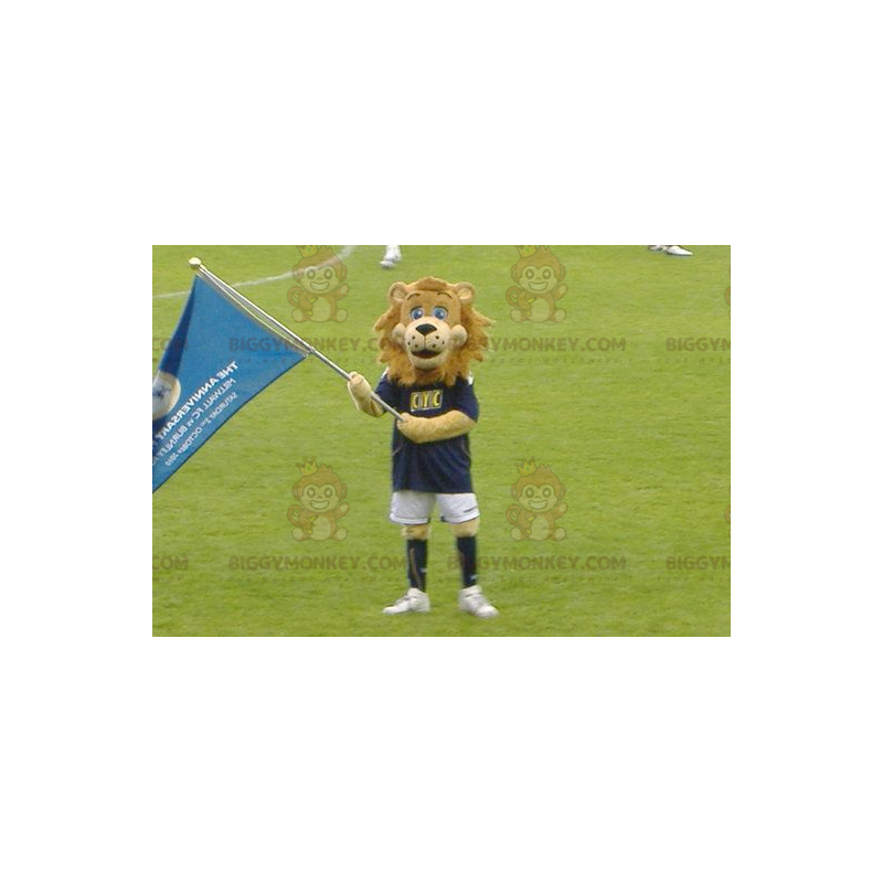 Costume de mascotte BIGGYMONKEY™ de lion marron en tenue de Costume de mascotte BIGGYMONKEY™ de lion marron en tenue de