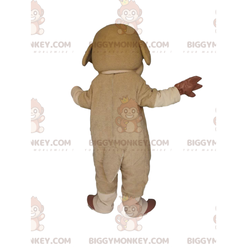Disfraz de mascota BIGGYMONKEY™ de oveja beige y marrón con una Disfraz de mascota BIGGYMONKEY™ de oveja beige y marrón con una