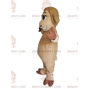 BIGGYMONKEY™ mascot costume of beige and brown sheep with a