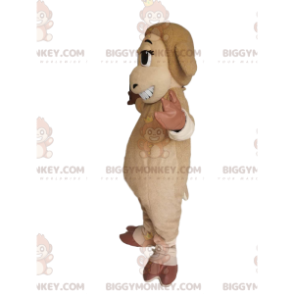 Kostým maskota BIGGYMONKEY™ z béžové a hnědé ovečky s krásným úsměvem - Ovčí maskoti - BIGGYMONKEY_013484 - BiggyMonkey.com