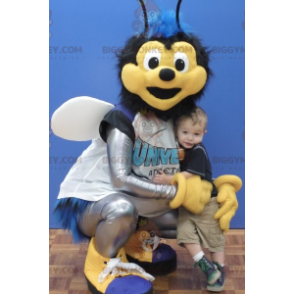 Blue and Black Fly BIGGYMONKEY™ Mascot Costume In Sportswear -