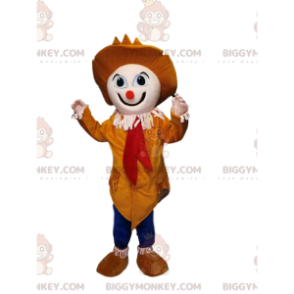 Clown BIGGYMONKEY™ maskotdräkt med liten orange näsa och gullig