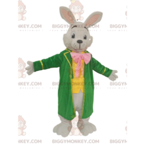 Στολή μασκότ White Rabbit BIGGYMONKEY™ με μεγάλο πράσινο σακάκι - Μασκότ κουνελιού - BIGGYMONKEY_013487 - BiggyMonkey.com