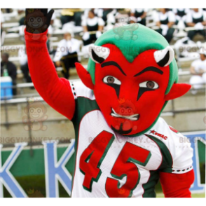 Red and Green Devil BIGGYMONKEY™ Mascot Costume in Sportswear -
