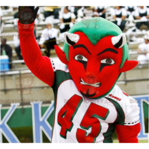 Red and Green Devil BIGGYMONKEY™ Mascot Costume in Sportswear –