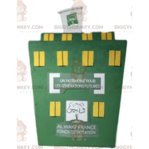  Traje de mascote BIGGYMONKEY™ Edifício verde com janelas amarelas - Mascotes não classificados - BiggyMonkey.com