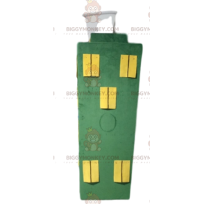 BIGGYMONKEY™ Mascottekostuum Groen gebouw met gele ramen -