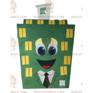  Traje de mascote BIGGYMONKEY™ Edifício verde com janelas amarelas - Mascotes não classificados - BiggyMonkey.com