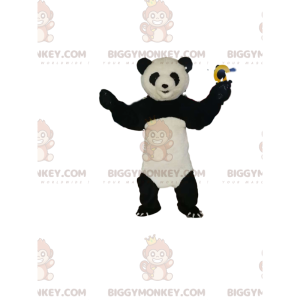 Erittäin iloinen mustavalkoinen Panda BIGGYMONKEY™ maskottiasu