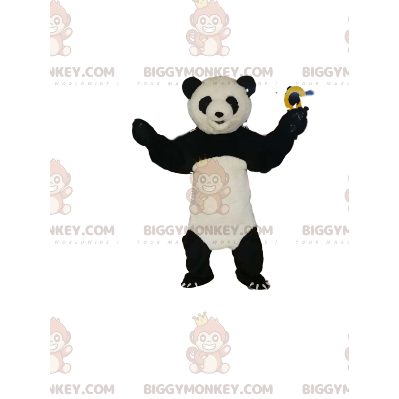 Very Happy Black and White Panda BIGGYMONKEY™ Mascot Costume -