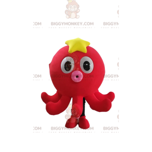 BIGGYMONKEY™ maskotkostume Lille rød blæksprutte med søstjerne