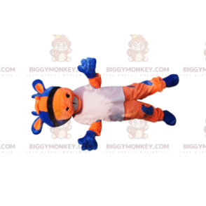 Στολή μασκότ BIGGYMONKEY™ με πορτοκαλί και μπλε αγελάδα με