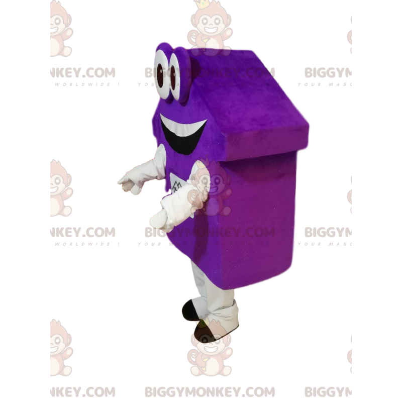 Purple house BIGGYMONKEY™ mascot costume with big eyes and a