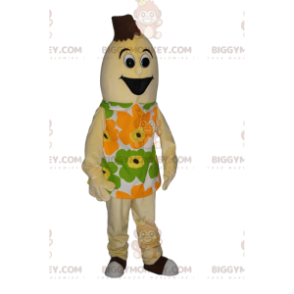 Kostium maskotka bardzo wesoły banan BIGGYMONKEY™ z kwiecistą sukienką - Roślinne maskotki - BiggyMonkey.com