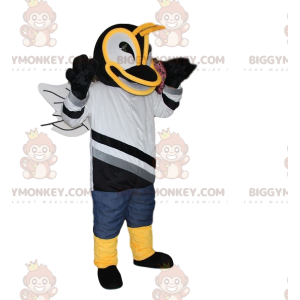 BIGGYMONKEY™ Bumblebee Mascot Costume with Black and White