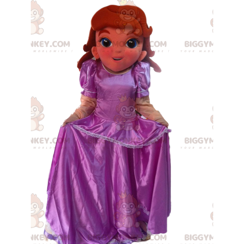 Prinsesse BIGGYMONKEY™ maskotkostume med lilla satinkjole - Prinsesse BIGGYMONKEY™ maskotkostume med lilla satinkjole -