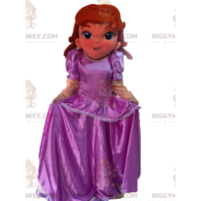 Princess BIGGYMONKEY™ Mascot Costume with Purple Satin Dress -