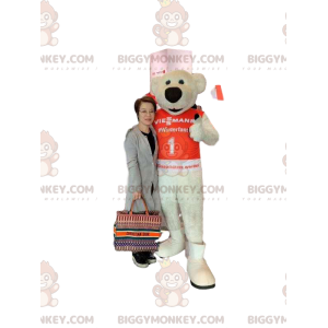 Maskotka BIGGYMONKEY™ Kostium beżowego misia z dużym czarnym