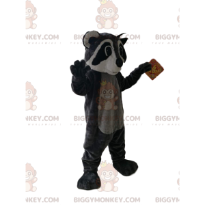 Μαύρο και γκρι κοστούμι μασκότ BIGGYMONKEY™ Raccoon -