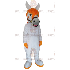 Kostým maskota BIGGYMONKEY™ Bílý kůň s nádhernou oranžovou