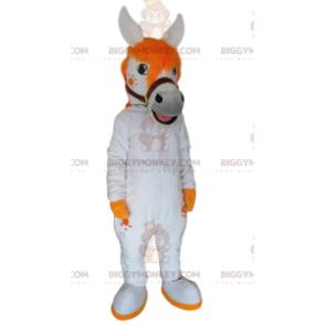 Kostým maskota BIGGYMONKEY™ Bílý kůň s nádhernou oranžovou