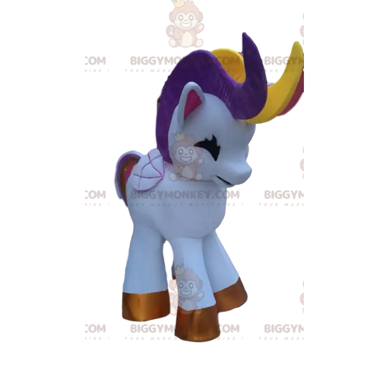 Weißes Einhorn BIGGYMONKEY™ Maskottchenkostüm mit