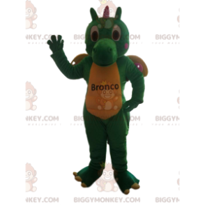 Disfraz de mascota dragón verde y amarillo BIGGYMONKEY™ -