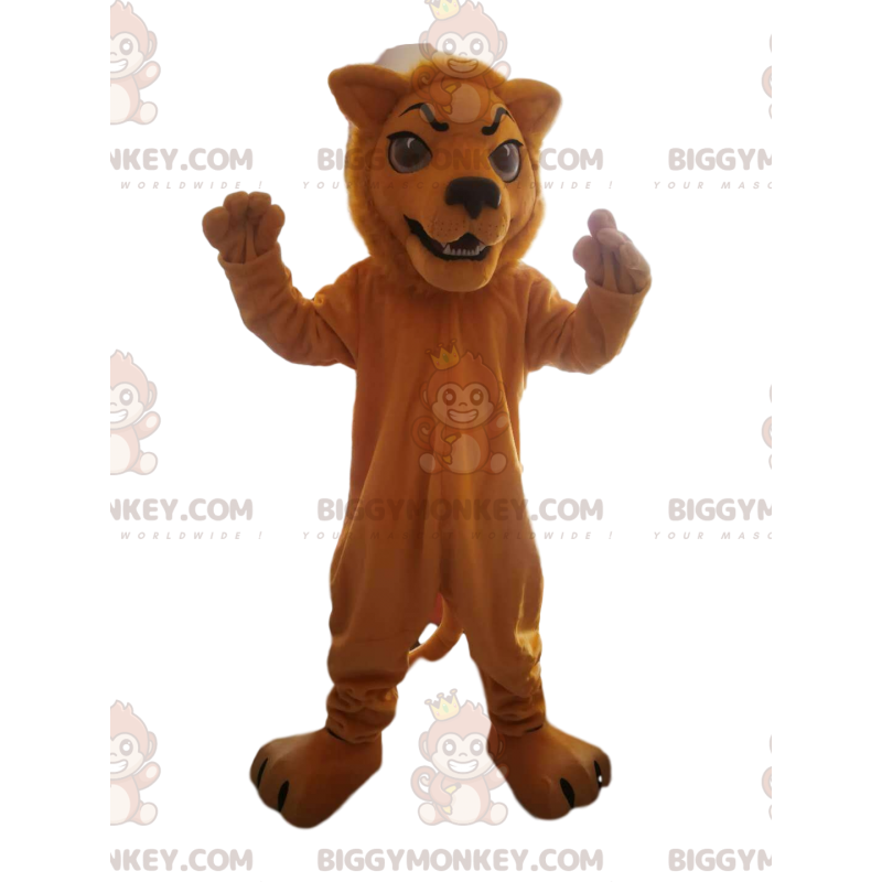 Costume da mascotte Leone marrone BIGGYMONKEY™ con aspetto Costume da mascotte Leone marrone BIGGYMONKEY™ con aspetto