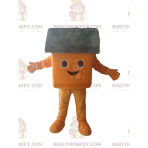 Veldig smilende lite oransje og grått hus BIGGYMONKEY™ maskotkostyme - Husmaskoter - BIGGYMONKEY_013528 - BiggyMonkey.com